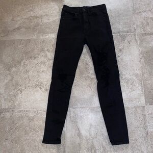 Wild Fable Women's Size 0 Black Denim Highest Rise Ripped Skinny Jeans
